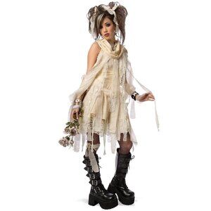 Gothic Baby Dolls Costume Size Large 14-16 Living Fiction Cream Lace Dress NEW